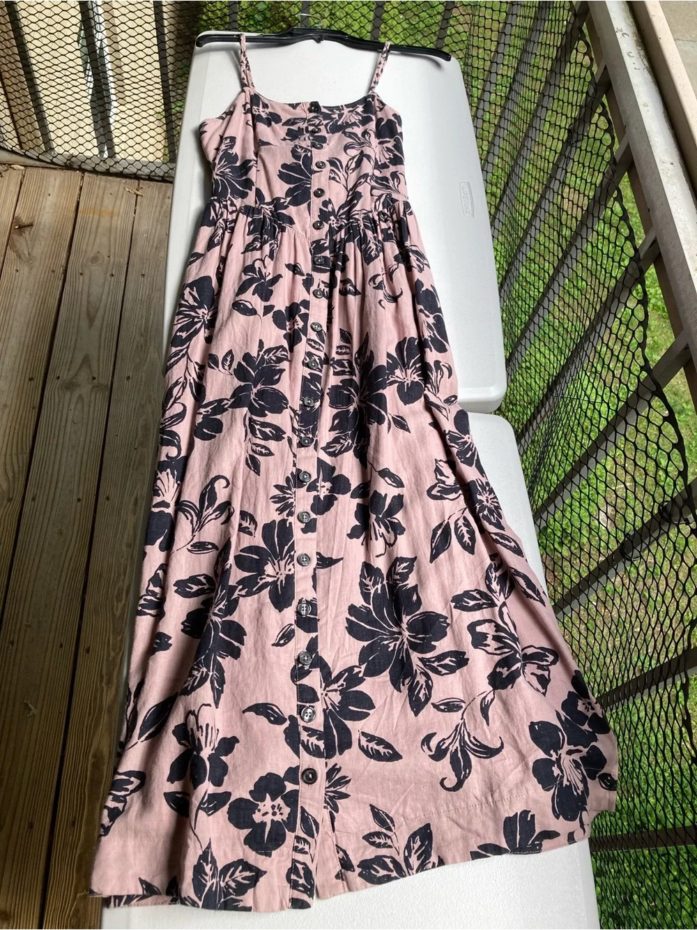 Free People The Perfect Sundress Linen Blend Tropical Floral Button Front Dress